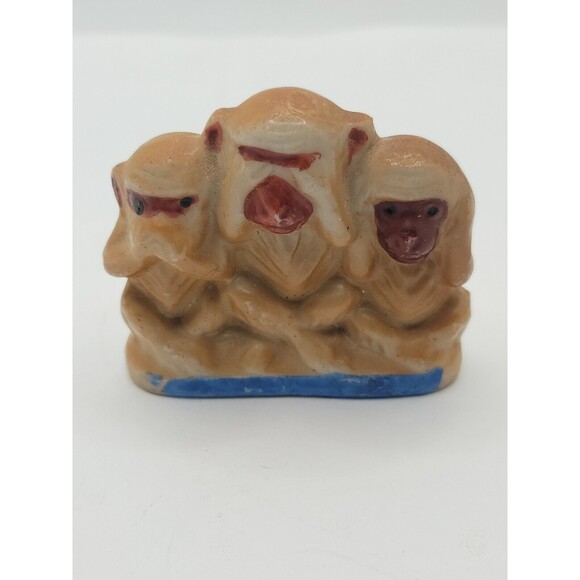Bisque Japan Speak See Hear No Evil Three Monkeys Vintage - Picture 1 of 5